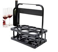Generisch Portabottiglie di birra, supporto per bottiglie di birra, 6 fori per la consegna di bevande, pieghevole, con manico per ristorante, campeggio, picnic, barbecue da giardino, Nero , Siehe