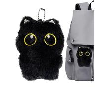 Generisch Portachiavi a forma di gatto in peluche, simpatico ciondolo a forma di gatto nero, per appassionati, donne, zaini, bagagli da viaggio, valigie e