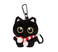 Generisch Portachiavi in peluche a forma di gatto nero, Sciarpa rossa e bianca, Siehe Beschreibung