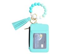 Generisch Portadocumenti da donna, cinturino da polso, portachiavi con portafoglio, porta carte con di perle e bracciale, porta carte di credito, organizer per donne, Verde menta,