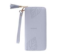 Generisch Portafoglio da uomo alla moda con chiusura lampo, tinta unita, per carte multiple, carta d'identità, borsa da donna, pochette da donna, Blu, Taglia unica per tutti