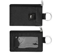 Generisch Portafoglio RFID con cordino, mini portafoglio nero sottile con cerniera, bottone a pressione e finestra per carta d'identità, porta carte per viaggi, lavoro e vita quotidiana, pratico da