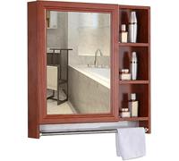 Generisch Portasciugamani da parete per bagno, armadietto medicinale a parete per bagno, armadietto da bagno con doppia anta per montaggio a parete (colore: rosso, dimensioni: 60 x 70 x 12,5 cm)