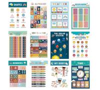 Generisch Poster educativo - Tabelle scolastiche - Lettere numeri 12 pezzi orari per la casa scuola in viaggio di gioco bambini
