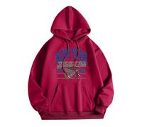 Generisch Private Hoodie Farfalla Pullover da donna con stampa a lettere, scollo rotondo, maglione a maniche lunghe, felpa con cappuccio da donna, giallo senape, Colore: rosso, XL