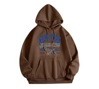 Generisch Private Hoodie Farfalla Pullover da donna con stampa a lettere, scollo rotondo, maglione a maniche lunghe, felpa con cappuccio da donna, giallo senape, caffè, L
