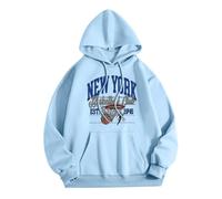 Generisch Private Hoodie Farfalla Pullover da donna con stampa a lettere, scollo rotondo, maglione a maniche lunghe, felpa con cappuccio da donna, giallo senape, Celeste., M