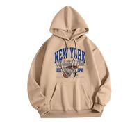 Generisch Private Hoodie Farfalla Pullover da donna con stampa a lettere, scollo rotondo, maglione a maniche lunghe, felpa con cappuccio da donna, giallo senape, cachi, L