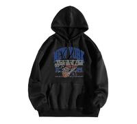 Generisch Private Hoodie Farfalla Pullover da donna con stampa a lettere, scollo rotondo, maglione a maniche lunghe, felpa con cappuccio da donna, giallo senape, Nero , XXL
