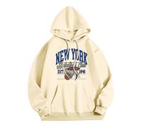 Generisch Private Hoodie Farfalla Pullover da donna con stampa a lettere, scollo rotondo, maglione a maniche lunghe, felpa con cappuccio da donna, giallo senape, beige., M