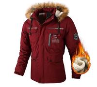 Generisch Puffer Jacket - Piumino da uomo oversize Sherpa Lined Hooded parka invernale ispessito, giacca invernale da uomo, calda giacca trapuntata spessa con cappuccio regolabile, per il tempo libero