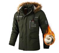 Generisch Puffer Jacket - Piumino da uomo oversize Sherpa Lined Hooded parka invernale ispessito, giacca invernale da uomo, calda giacca trapuntata spessa con cappuccio regolabile, per il tempo libero