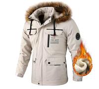 Generisch Puffer Jacket - Piumino da uomo oversize Sherpa Lined Hooded parka invernale ispessito, giacca invernale da uomo, calda giacca trapuntata spessa con cappuccio regolabile, per il tempo libero