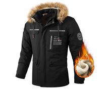 Generisch Puffer Jacket - Piumino da uomo oversize Sherpa Lined Hooded parka invernale ispessito, giacca invernale da uomo, calda giacca trapuntata spessa con cappuccio regolabile, per il tempo libero
