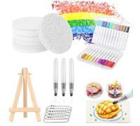 Generisch Puffy Paint Set 3D Magic Puffy Paint Set 48 pezzi, quadrato/cerchio/cuore fai da te in schiuma per pittura (24 pennarelli a cerchio)