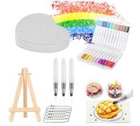 Generisch Puffy Paint Set 3D Magic Puffy Paint Set 48 pezzi, quadrato/cerchio/cuore fai da te in schiuma per pittura (12 pennarelli a cuore)