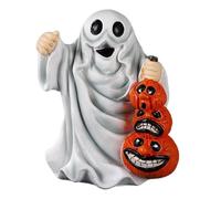 Generisch Pumpkins Ghost Figurine Decor, Resin Spooky Halloween Tablet Display Festive Haunted House Ornament for Bedroom Living Room Classroom Work Place Dorm Party Setup