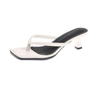 Generisch Pumps, sandali estivi da donna, con tacco basso, infradito, sandali da trekking, slip-on con tacco alto, con infradito, beige., 39 EU