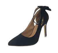 Generisch Pumps, scarpe da sera sexy da donna, con tacchi alti, con papillon, scarpe da sposa, scarpe da sposa, scarpe da principessa, taglie 37-42, Nero , 39 EU