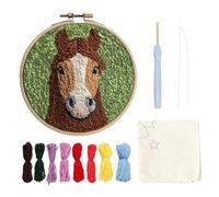 Generisch Punch Needle Embroidery Start Kit Cartoon Highland Cow Punch Needle Set da ricamo per principianti, set di sottobicchieri per adulti e principianti