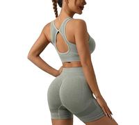Generisch Pushe Set Tuta da Donna Sport Yoga Tuta Tangas Donna Grandi Taglie, verde, L