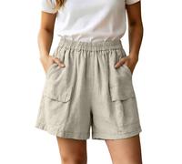 Generisch Questi pantaloncini casual sono perfetti per l'estate, hanno una vita elasticizzata, gamba larga e un taglio dritto, comodo e leggero., beige., XXL