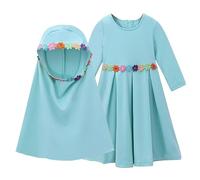 Generisch Ragazze Manica Lunga Musulmano Abaya Abito Sciarpa Vestito per Neonati Bambini, verde, 2-3 Jahre
