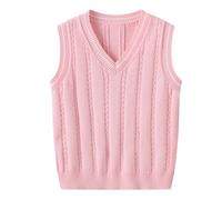 Generisch Ragazze Medio E Inverno Scollo A V Sisal Modello Maglia Senza Maniche Top N B, Colore: rosa., 3-4 Jahre