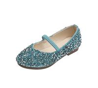 Generisch Ragazze Paillettes Cristallo Principesse Scarpe Mary Jane Festive Vestiti Scarpe Antiscivolo Suole Morbide Partito Matrimonio Ballerina Scarpe Bambini Scarpe Da Sera Uniformi, Blu, 32 EU