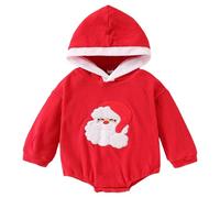Generisch Ragazzi Babbo Natale Pagliaccetto Con Cappuccio E Per Ragazze Vestiti Di Natale My First Christmas Dress Baby Pagliaccetto Neonato Merry Christmas, Colore: rosso, 6-12 Mesi