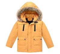 Generisch Ragazzi inverno addensare cappotto con tasca giacca con cappuccio bambino antivento cerniera calda tuta da neve 92, Colore: arancione., 5-6 Anni