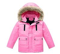 Generisch Ragazzi inverno addensare cappotto con tasca giacca con cappuccio bambino antivento cerniera calda tuta da neve 92, Colore: rosa., 3-4 Anni