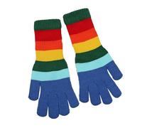 Generisch Rainbow Gloves for Women Autumn Winter Cute Warm Fingerless Screen Student Lengened Wrist Strap Striped Knit Five Finger Socks Guanti Nero Tessuto Donna (Blue, A)