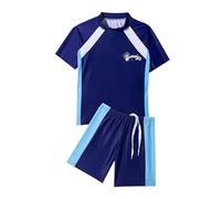 Generisch Rashguard, set con maniche lunghe, costume da bagno Plus top per nuoto, surf e prendere il sole, ideale per ragazzi e ragazzi dai 3 ai 14 anni, Blu 1, 11-13 anni