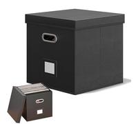 Generisch Record Holder | Anti-Warp Reinforced Stackable Record Organizer with Lid - 12 x 12 x 12 in Storage File Box For Student Friends Family Collection Display Moving Studio Travel