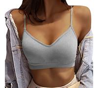 Generisch Reggiseni sportivi da donna imbottiti per il pacchetto con scollo a V Bando Reggiseno per le donne Top Gilet funzionale Abbigliamento Donna Escursioni, grigio., M