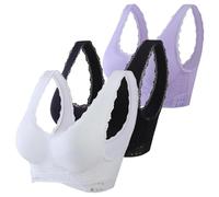 Generisch Reggiseno a corsetto comodo da donna, con fibbia sul davanti, reggiseno in pizzo, senza fili, stretto e modellante reggiseno per dormire vestiti da donna, rosa intenso, L