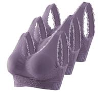 Generisch Reggiseno a corsetto comodo da donna, con fibbia sul davanti, reggiseno in pizzo, senza fili, stretto e modellante reggiseno per dormire vestiti da donna, marrone, L
