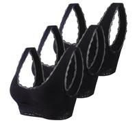 Generisch Reggiseno a corsetto comodo da donna, con fibbia sul davanti, reggiseno in pizzo, senza fili, stretto e modellante reggiseno per dormire vestiti da donna, Nero , L