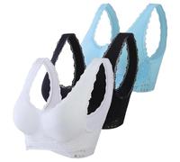 Generisch Reggiseno a corsetto comodo da donna, con fibbia sul davanti, reggiseno in pizzo, senza fili, stretto e modellante reggiseno per dormire vestiti da donna, Blu scuro, L