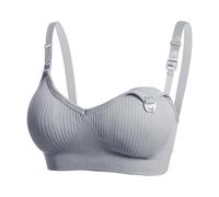Generisch Reggiseno da allattamento per una comoda alimentazione. Reggiseno traspirante per gravidanza con chiusura frontale. Design versatile per tutte le stagioni., grigio., L