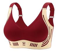 Generisch Reggiseno da donna senza ferretto, 2025 senza cuciture, senza ferretto, reggiseno push up con regolabile, effetto sagging, comodo reggiseni per tutti i giorni, yoga, Colore: rosso, 5XL
