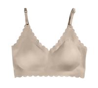 Generisch Reggiseno senza cuciture, con scollo a V profondo con pizzo floreale, reggiseno push up senza cuciture, con bordi ondulati, tenuta forte, morbido, tinta unita, per fitness, corsa, jogging