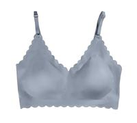 Generisch Reggiseno senza cuciture, con scollo a V profondo con pizzo floreale, reggiseno push up senza cuciture, con bordi ondulati, tenuta forte, morbido, tinta unita, per fitness, corsa, jogging