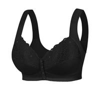 Generisch Reggiseno senza ferretto da donna con fibbia a coppa fissa anteriore per anziani, taglie forti, senza ferretto, reggiseno sottile, Nero , 95D