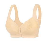 Generisch Reggiseno senza ferretto da donna con fibbia a coppa fissa anteriore per anziani, taglie forti, senza ferretto, reggiseno sottile, beige., 100B