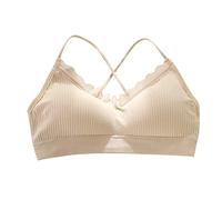 Generisch Reggiseno sportivo da donna con fascia posteriore, design avvolgente per il comfort durante l'allenamento sportivo, reggiseno push up bralette da donna senza ferretto, beige., Taglia unica