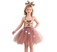 Generisch Renna travestimento - gonna con corna cerchietto per capelli, maschera per il viso, decalcomanie temporanee, costume di carnevale, Halloween, gioco di ruolo, per donne e ragazze