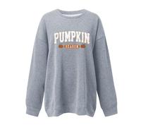 Generisch Retro Donna Abbigliamento Casual Felpa con cappuccio Donna Manica Lunga Girocollo Stampa Stampa Lettera Confortevole ed Elegante Per La Giornata Maglione Farfalla, grigio., S