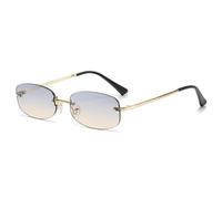 Generisch Retro Elliptical Sunglasses Without Frame Fashion Women Metal Concave Sunglasses for Street Photography, oro, blu, marrone, Unit size
